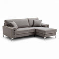 Sofa narożna z szarym obiciem i metalowymi nóżkami 240 x 90 x 85cm